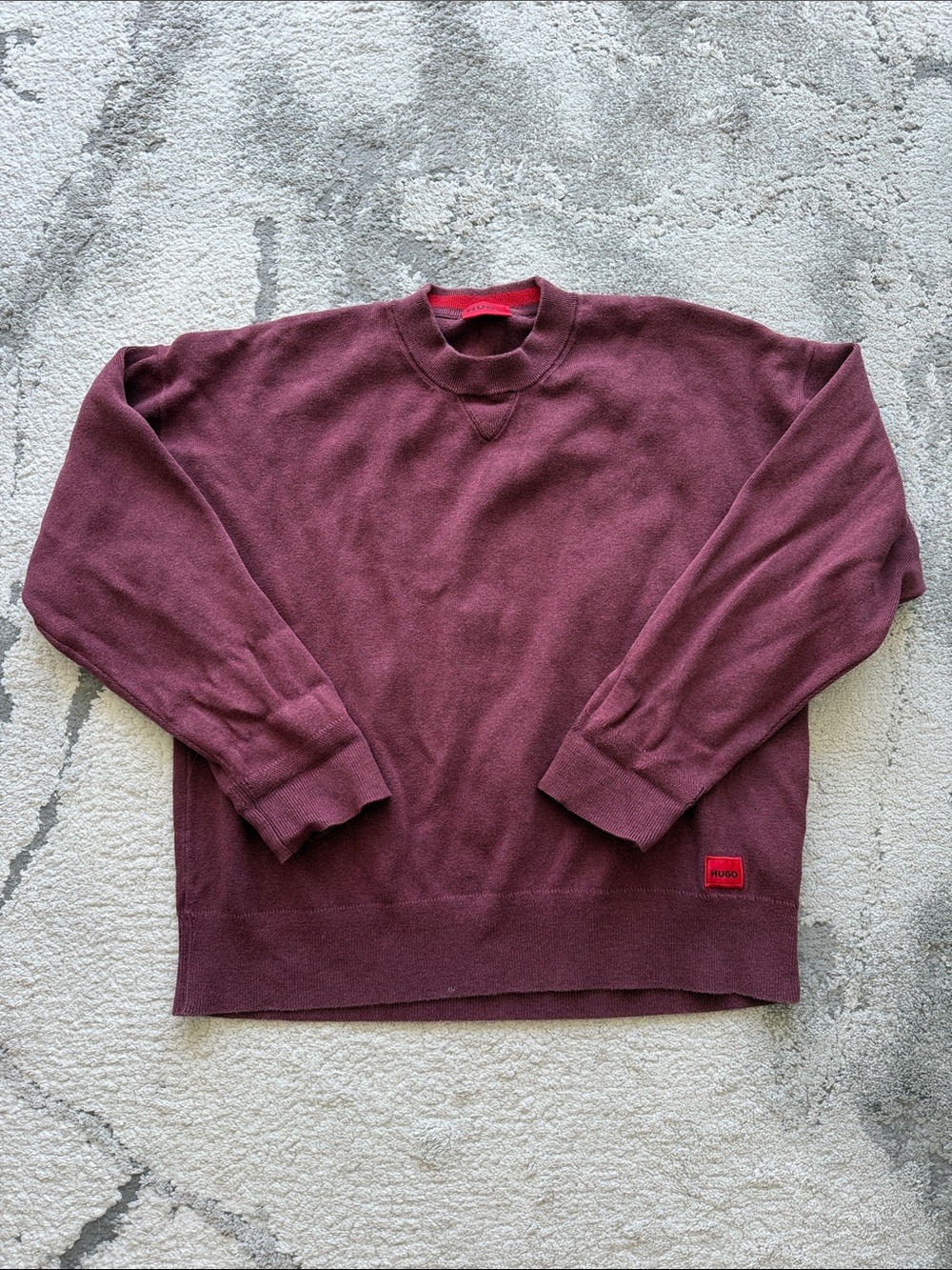 Hugo Boss Men's Crewneck Sweater in Deep Burgundy